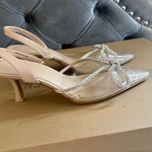 INC International Concepts Beige Heels with Rhinestone Accents